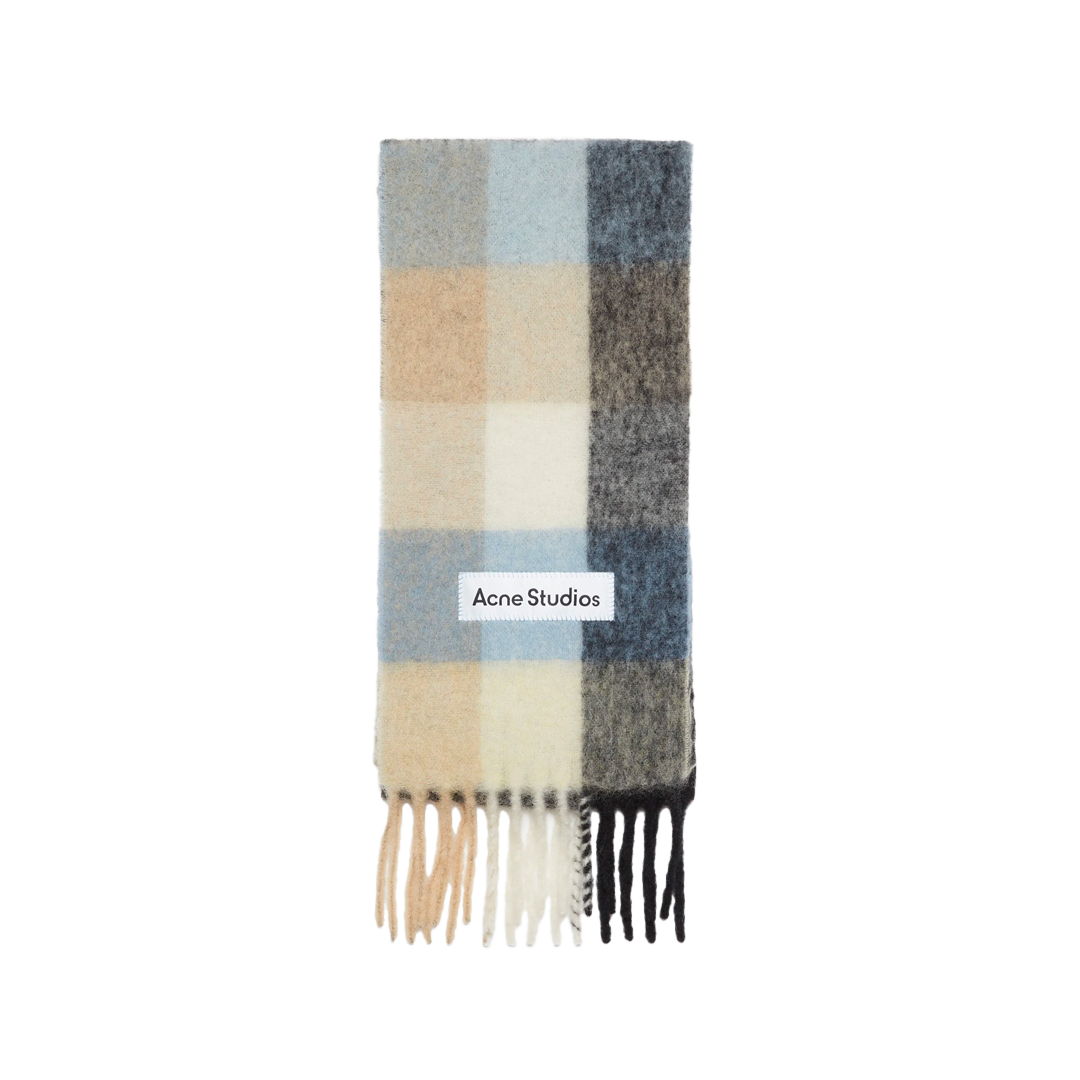 Acne Studios - Checked mohair scarf - Blue_beige_black