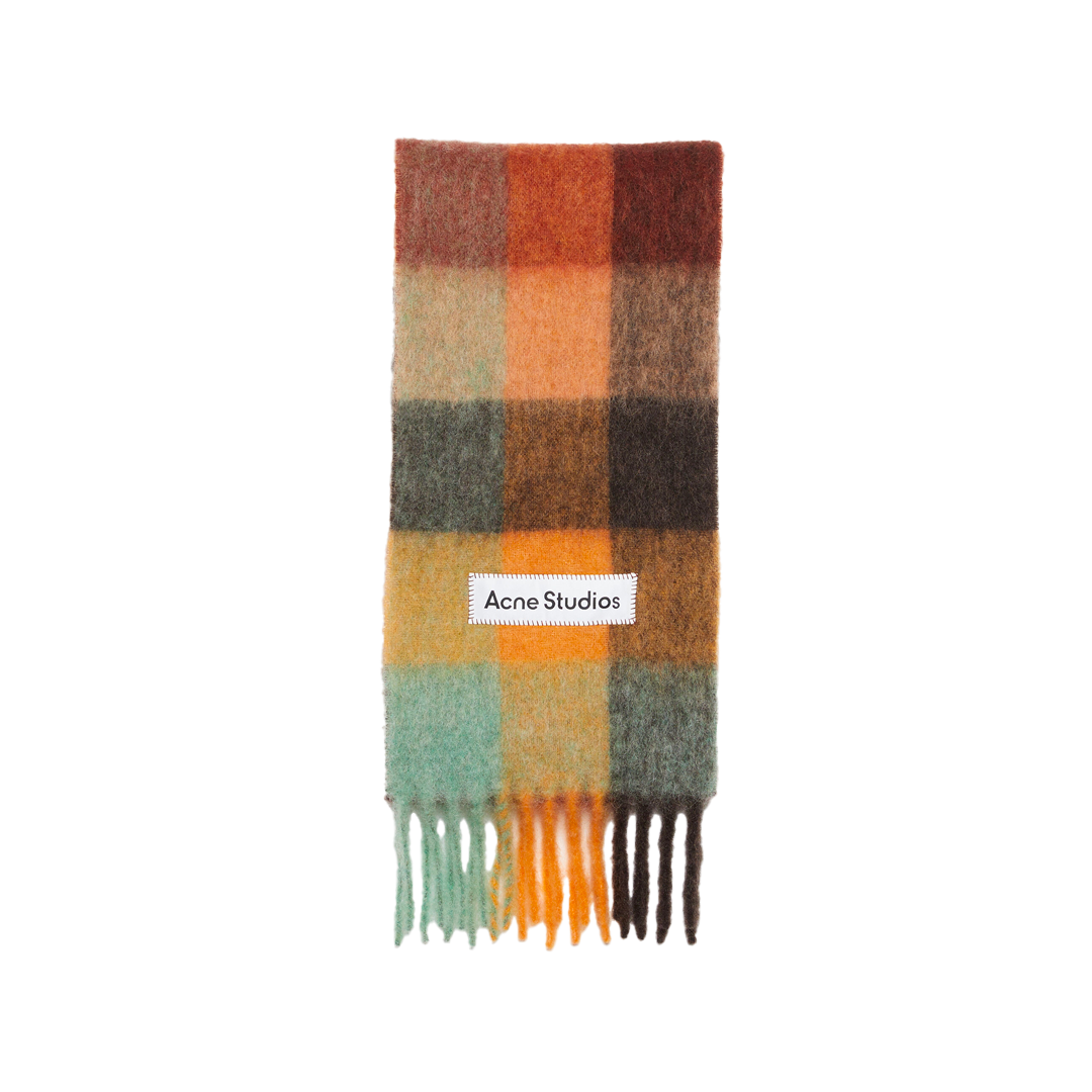 Acne Studios - Checked mohair scarf - Chestnut brown_yellow__green