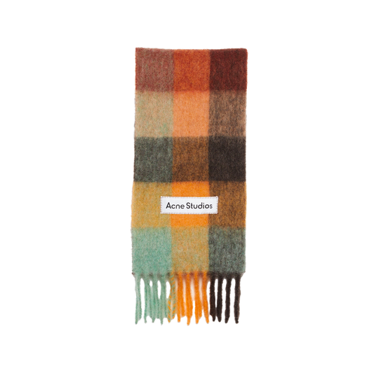 Acne Studios - Checked mohair scarf - Chestnut brown_yellow__green