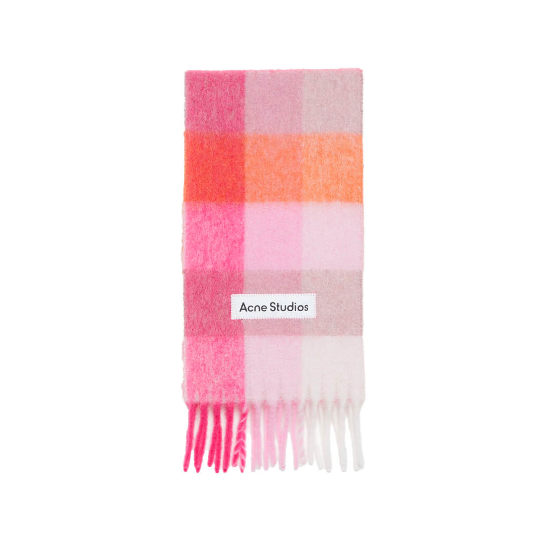 Acne Studios - Checked mohair scarf - Pink_White