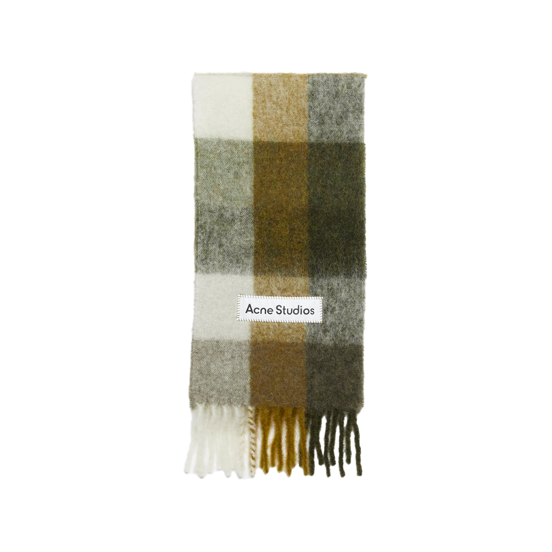 Acne Studios - Checked mohair scarf - Taupe_ green _black