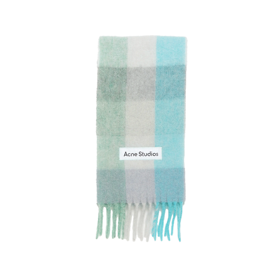 Acne Studios - Checked mohair scarf - Turquoise_Grey_Mint green