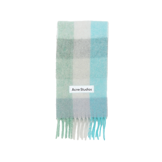 Acne Studios - Checked mohair scarf - Turquoise_Grey_Mint green