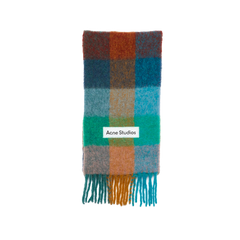 Acne Studios - Checked mohair scarf - Turquoise_camel_blue