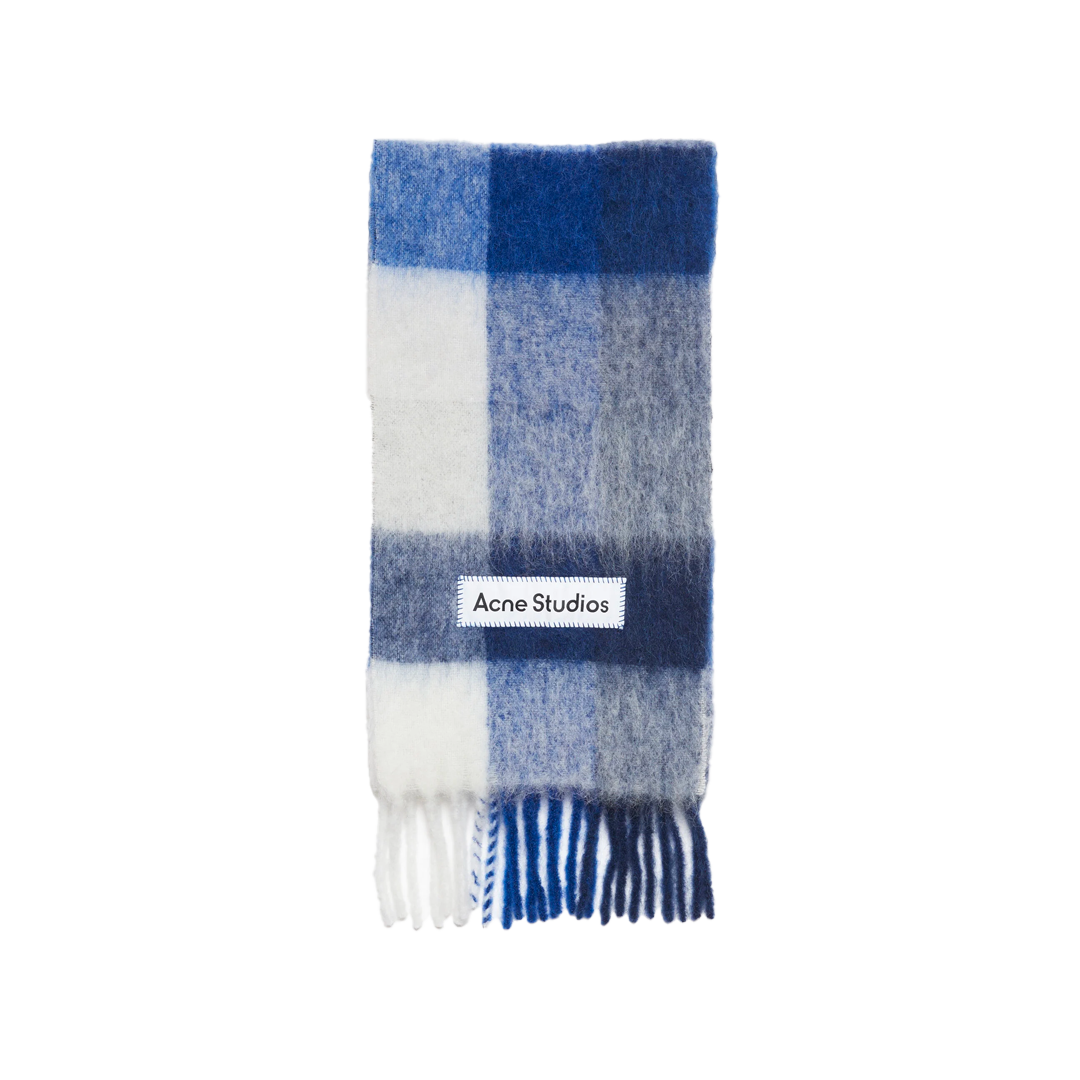 Acne Studios - Checked mohair scarf - White_Grey_Royal blue