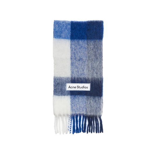 Acne Studios - Checked mohair scarf - White_Grey_Royal blue