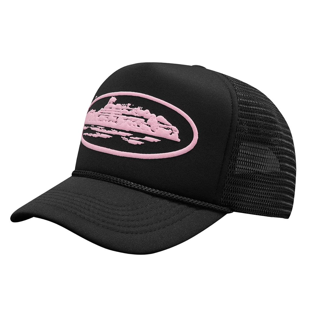 Corteiz Alcatraz Trucker Hat - Black and Pink